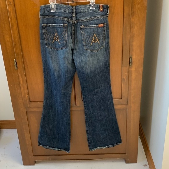 7 for all mankind bootcut wide leg flare denim jeans size 28midrise 30-31inseam - Picture 2 of 4